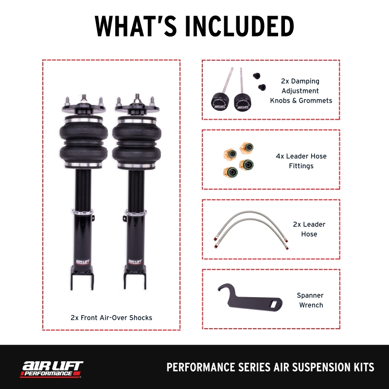 Lexus RC300 Coilover Suspension Kit - Front - Air Lift - Air Suspension Kit with Progressive-rate Double-bellows Air Springs - Silver - `18-`24